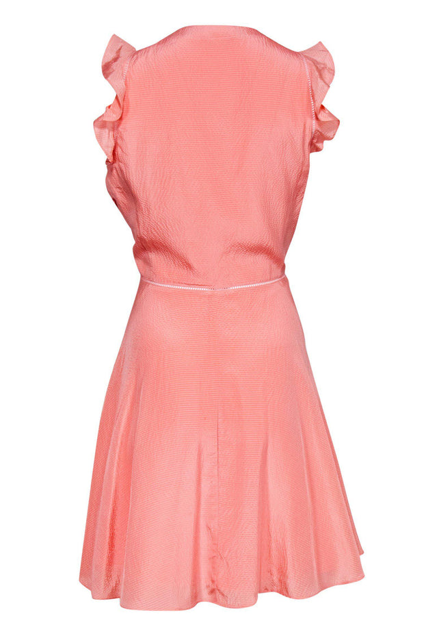 Current Boutique-Rebecca Taylor - Pink Textured Silk Fit & Flare Dress Sz 6