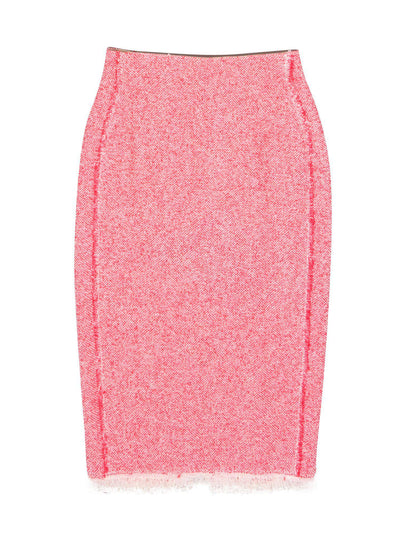 Current Boutique-Rebecca Taylor - Pink Tweed Midi Skirt w/ Fringe Trim Sz 0
