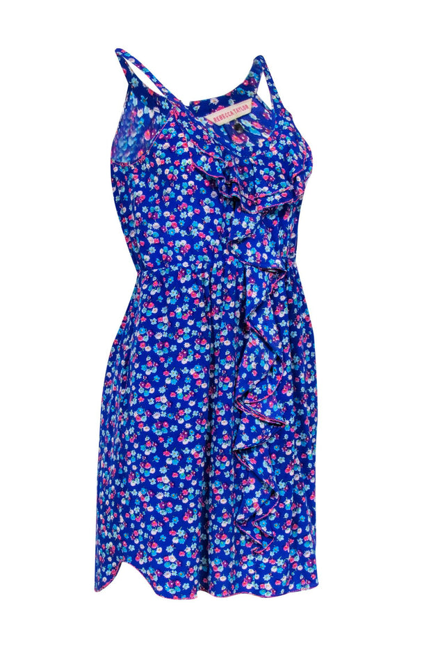 Current Boutique-Rebecca Taylor - Purple Floral Print Ruffled Dress Sz 0