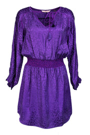 Current Boutique-Rebecca Taylor - Purple Leopard Print Dress w/ Tie Front Sz 6