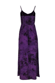 Current Boutique-Rebecca Taylor - Purple Tie-Dye Silk Maxi Dress w/ Smocked Bodice Sz 2