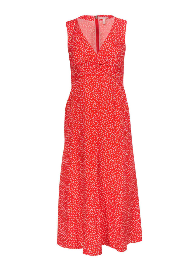 Current Boutique-Rebecca Taylor - Red Floral Twisted Front Midi Dress Sz 0