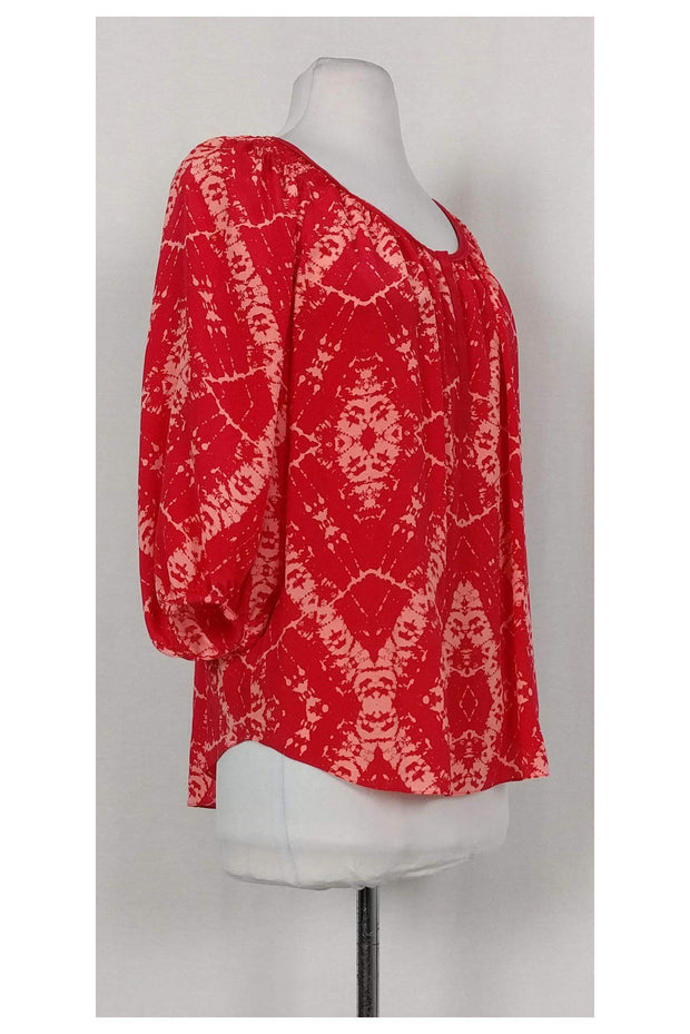 Current Boutique-Rebecca Taylor - Red Splatter Pink Blouse Sz 6