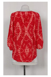 Current Boutique-Rebecca Taylor - Red Splatter Pink Blouse Sz 6