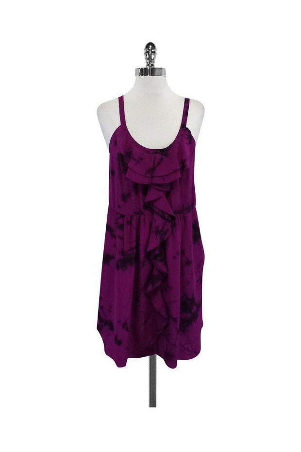 Current Boutique-Rebecca Taylor - Sangria & Black Tie Dye Print Silk Dress Sz 4