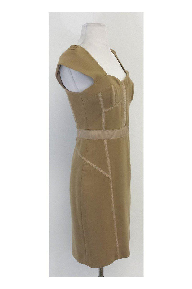 Current Boutique-Rebecca Taylor - Tan & Beige Fitted Dress Sz 4
