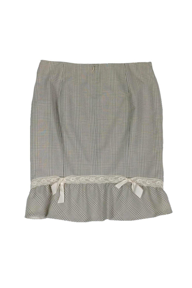 Current Boutique-Rebecca Taylor - Tan, Grey & White Plaid Skirt Sz 6