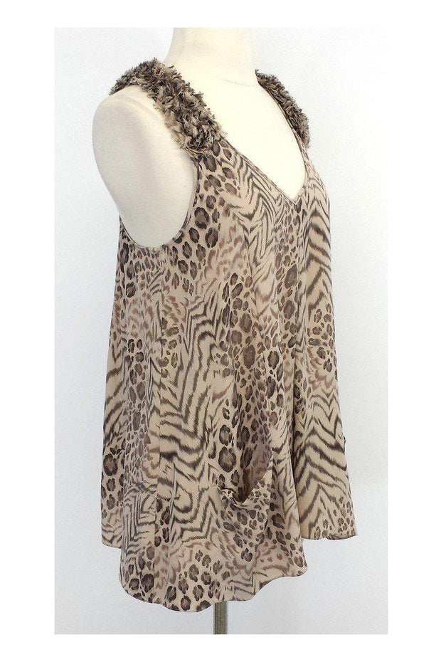 Current Boutique-Rebecca Taylor - Taupe Animal Print Silk Tank Sz 6