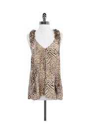 Current Boutique-Rebecca Taylor - Taupe Animal Print Silk Tank Sz 6