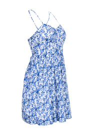 Current Boutique-Rebecca Taylor - White & Blue Floral Bustier Dress Sz 0