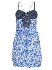 Current Boutique-Rebecca Taylor - White & Blue Floral Bustier Dress Sz 0