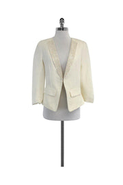 Current Boutique-Rebecca Taylor - White Cotton & Linen Studded Jacket Sz 6