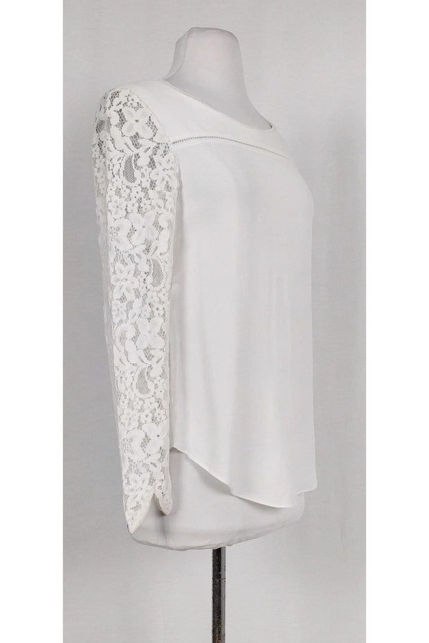Current Boutique-Rebecca Taylor - White Lace Sleeve Top Sz 0