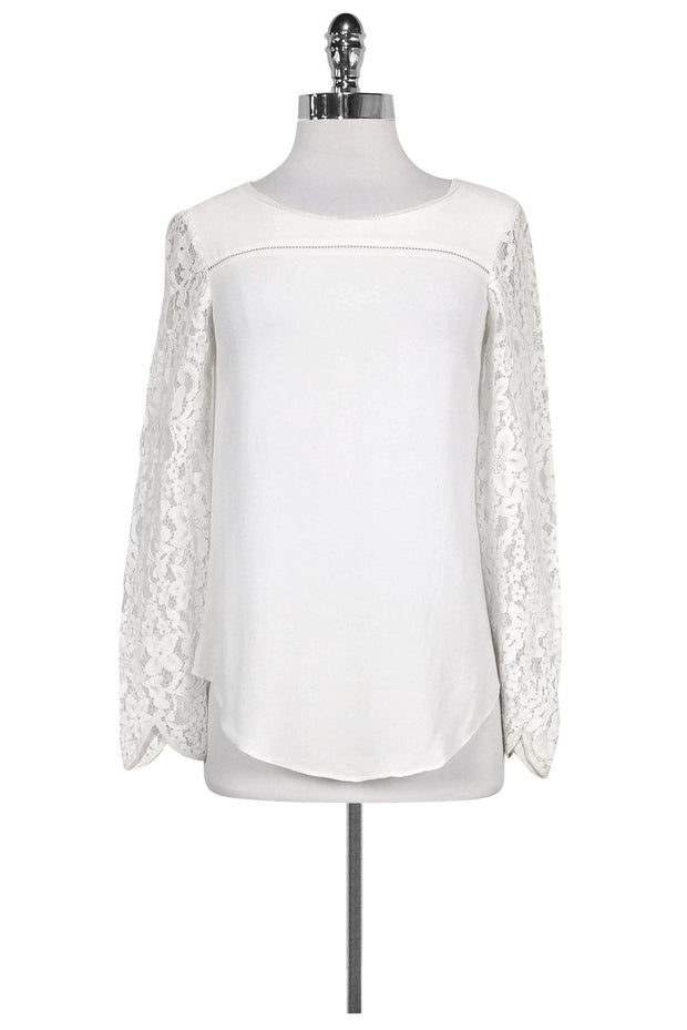 Current Boutique-Rebecca Taylor - White Lace Sleeve Top Sz 0