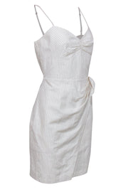 Current Boutique-Rebecca Taylor - White Pinstriped Faux Wrap Cotton Dress Sz 12