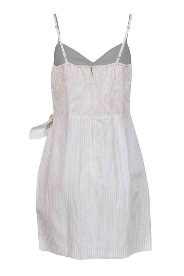 Current Boutique-Rebecca Taylor - White Pinstriped Faux Wrap Cotton Dress Sz 12