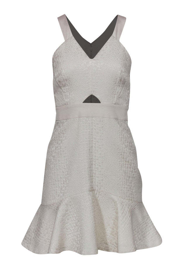 Current Boutique-Rebecca Taylor - White Textured Flared Dress w/ Keyhole Sz 0