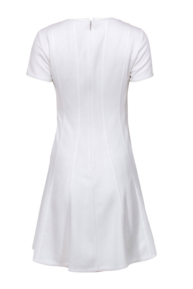 Current Boutique-Rebecca Taylor - White Textured Short Sleeve Fit & Flare Dress Sz 2