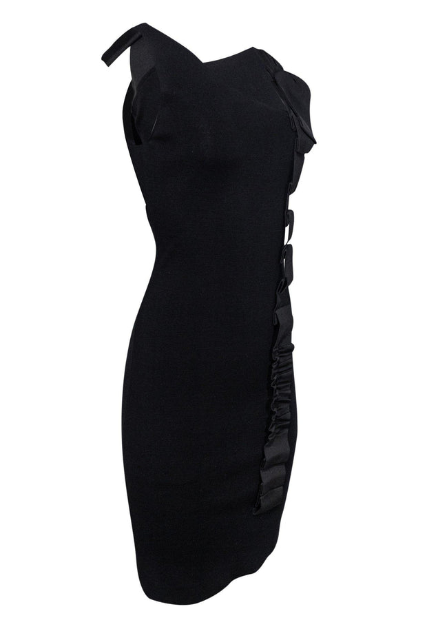 Current Boutique-Red Valentino - Black Knit Asymmetric Dress w/ Sash & Bow Sz S