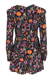 Current Boutique-Red Valentino - Black & Multicolored Floral Print Long Sleeve Romper Sz 8