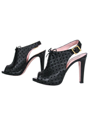 Current Boutique-Red Valentino - Black Polka Dot Slingback Peep Toe Heels Sz 7.5