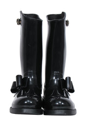 Current Boutique-Red Valentino - Black Rubber Rain Boots w/ Bow Sz 9