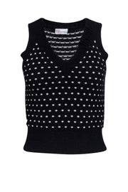Current Boutique-Red Valentino - Black & White Polka Dot Cashmere & Wool Tank Top Sz XS