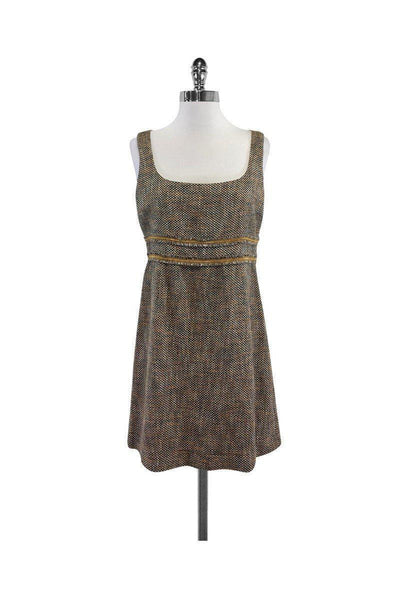 Current Boutique-Red Valentino - Brown & Gold Cotton Sleeveless Dress Sz 10