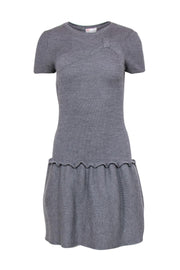 Current Boutique-Red Valentino - Grey Knit Wool Drop Waist Dress w/ Bow Design Sz S