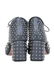 Current Boutique-Red Valentino - Grey Studded Leather Suede Cutout Ankle Booties Sz 8