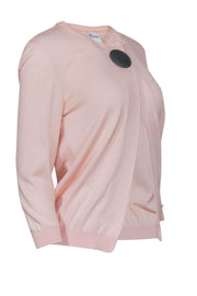 Current Boutique-Red Valentino - Light Pink Knit Cotton Cardigan w/ Large Silver Snap Button Sz S