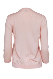 Current Boutique-Red Valentino - Light Pink Knit Cotton Cardigan w/ Large Silver Snap Button Sz S