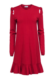 Current Boutique-Red Valentino - Red Cold Shoulder Knit Dress Sz M
