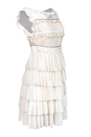 Current Boutique-Red Valentino - White Ruffle Fit & Flare Dress w/ Lace & Beading Sz 6
