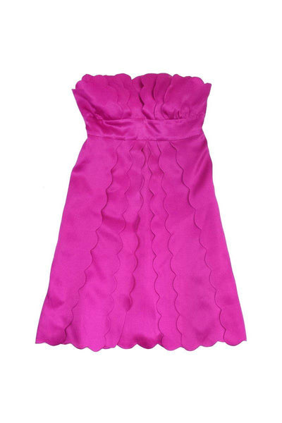 Current Boutique-Redux Charles Chang-Lima - Magenta Silk Scalloped Dress Sz 10