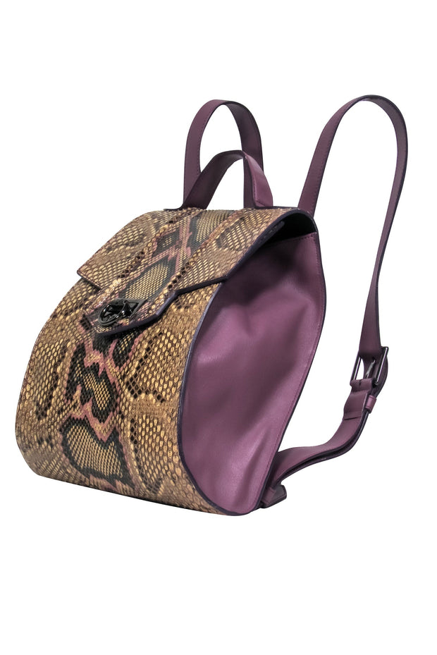 Current Boutique-Reece Hudson - Mauve and Tan Snake Print Backpack
