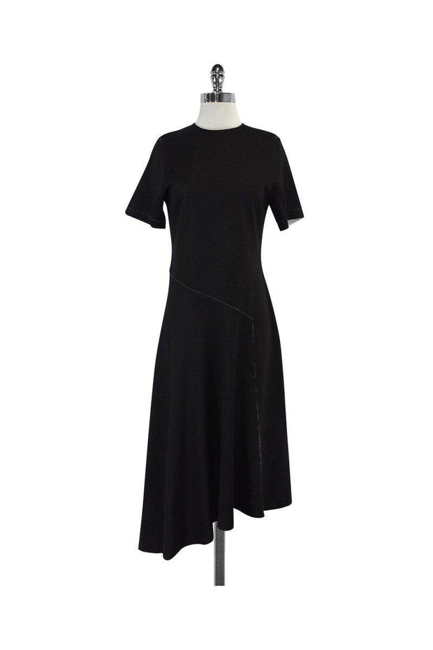 Current Boutique-Reed Krakoff - Black Asymmetrical Short Sleeve Dress Sz 8