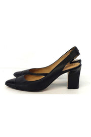 Current Boutique-Reed Krakoff - Black Leather Pointed Toe Slingbacks Sz 7.5