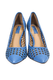 Current Boutique-Reed Krakoff - Blue Laser Cut Pointed Toe Pumps Sz 7.5