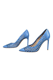 Current Boutique-Reed Krakoff - Blue Laser Cut Pointed Toe Pumps Sz 7.5