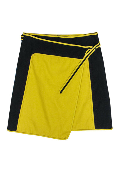 Current Boutique-Reed Krakoff - Yellow & Black Cotton Wrap Skirt Sz 4