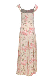 Current Boutique-Reformation - Beige, Pink & Green Floral Print Sleeveless Maxi Dress Sz S