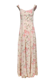 Current Boutique-Reformation - Beige, Pink & Green Floral Print Sleeveless Maxi Dress Sz S