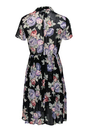 Current Boutique-Reformation - Black & Floral Sheer A-Line Shirt Dress Sz 4P