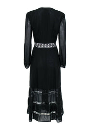 Current Boutique-Reformation - Black Long Sleeve Button-Up Maxi Dress w/ Lace Trim Sz 4