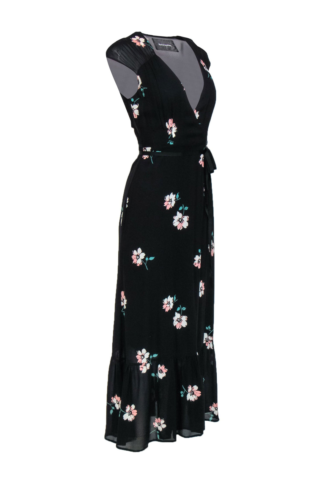 Reformation Black Floral Wrap hotsell Maxi