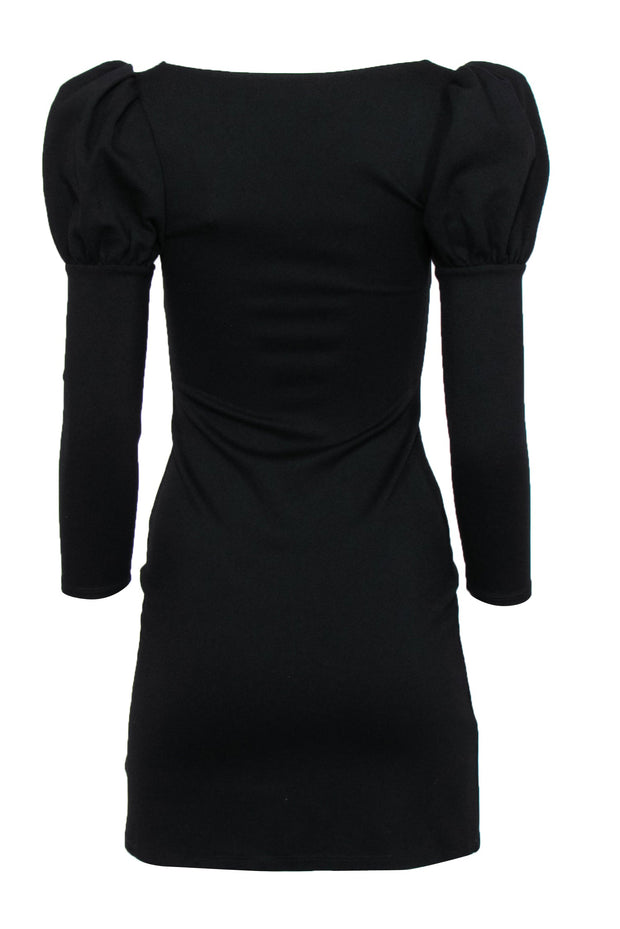 Current Boutique-Reformation - Black Puff Sleeve “Helga” Bodycon Dress Sz S