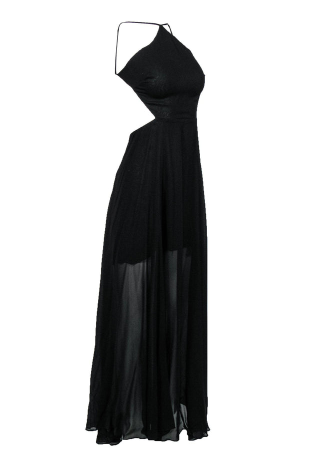 Current Boutique-Reformation - Black Sheer Halter-Style Maxi Dress Sz 4