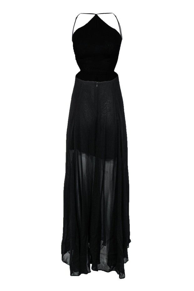 Current Boutique-Reformation - Black Sheer Halter-Style Maxi Dress Sz 4