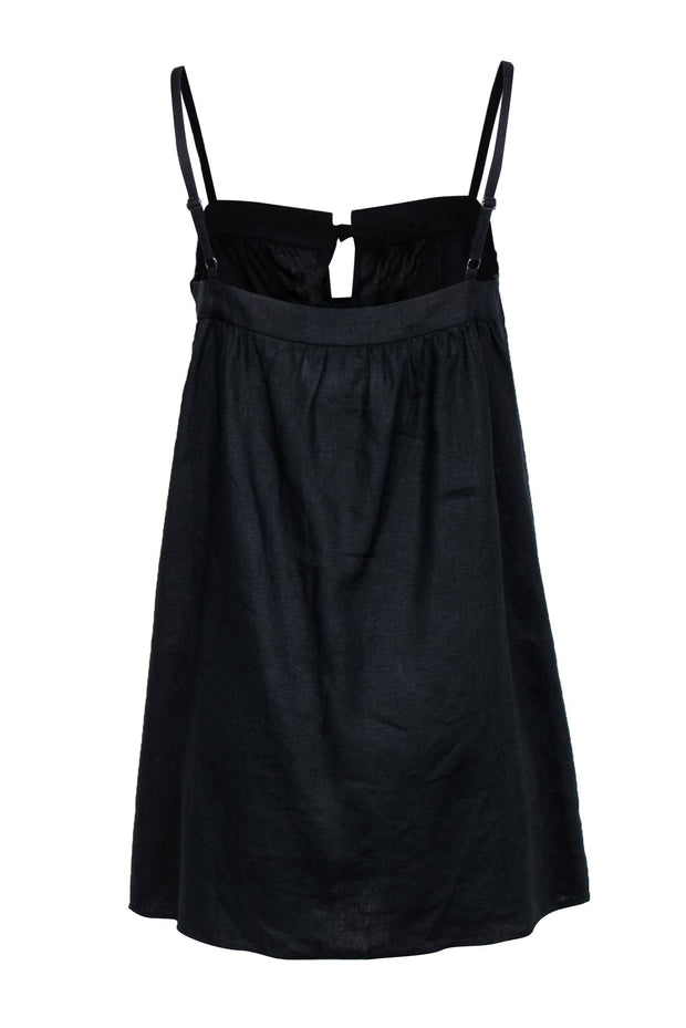 Current Boutique-Reformation - Black Sleeveless Linen “Winifred” Shift Dress w/ Ties Sz 8